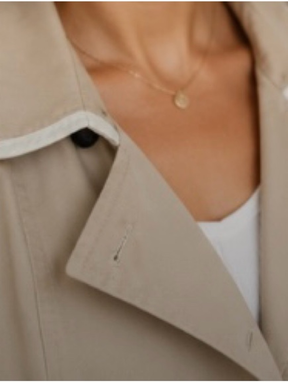 GAP Double Breasted Trench Coat Beige Khaki Belted Minimalist Jacket Small - Picture 4 of 6